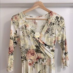 Pink Blush Ivory Floral Maxi Dress SMALL